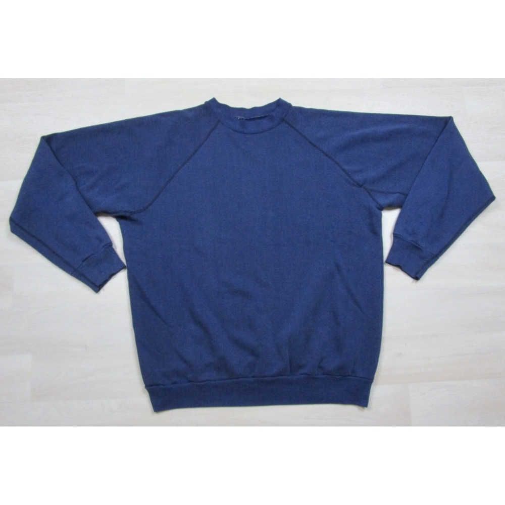 Vintage 80s Blank Raglan Crewneck Sweatshirt Men's (XL) Boxy Diamond Gusset